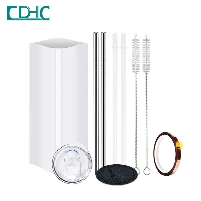 20oz Plastic Lids+metal Straw+plastic Straw+rubber Bottom+heat Tape+shrink Wrap Accessories Set