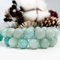Natural a Grade Blue Amazonite Polished Round Stone Beads for Jewelry Making Gem Stone Beads Amazonite