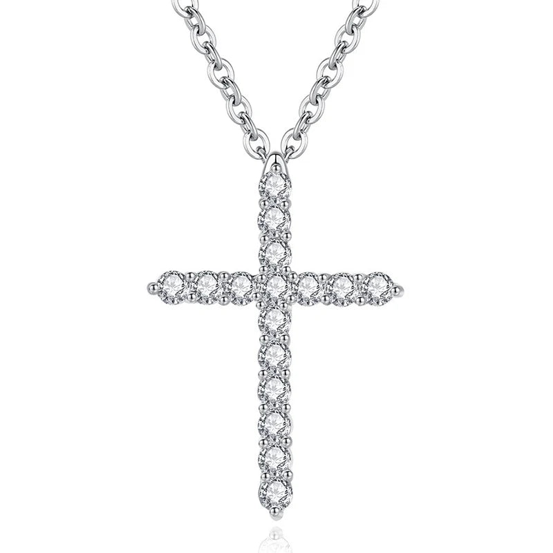 Hot Sale Trendy Cross Pendant Necklace for Women Austrian Cubic Zirconia Stone Link Chain for Gifts Jewelry