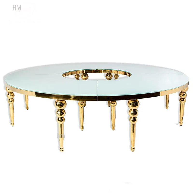 Luxury Modern Rectangle Dinning Table Tempered Glass Top Stainless Steel Dining Tables