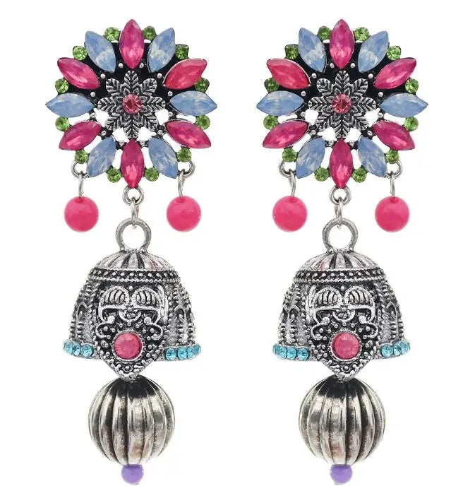 Crystal Sun Flower Bohemian Earrings Female Ethnic Tassel Ball Retro Flower Earrings MegaBDM