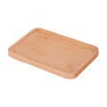 Modern Japanese Style Rustic Beech Single-Tier Portable Carved Wooden Food Storage Serving Tray for Kitchen Customizable
