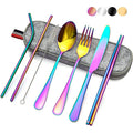 Hot Selling Reusable Gold Flatware Portable Stainless Steel 18/0 Travel Cutlery Set with Case