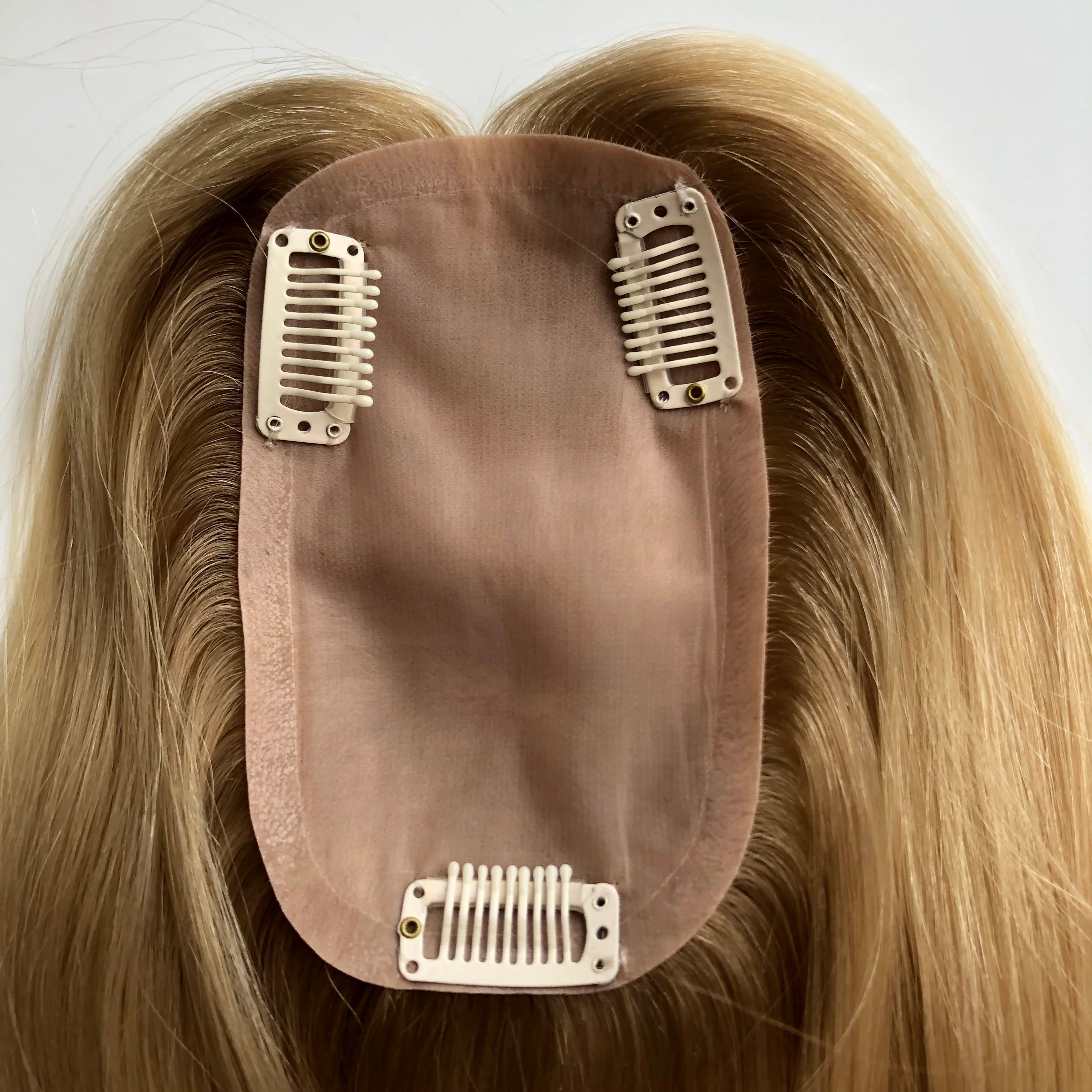AU Customized Brazilian Cuticle Aligned  Remy Hair Highlight Color Hand Crotchet Clip-in Hair Toppers for Women