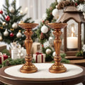 Golden Hand-painted Resin Candleholder Decoration Vintage Texture Artistic Style Suitable Holiday Christmas Interior Decoration