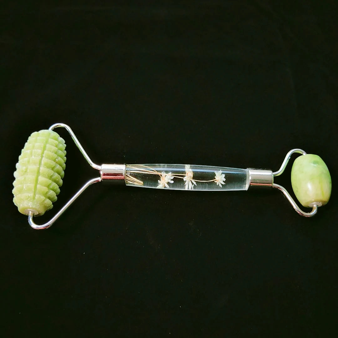 HY Multi functional factory wholesale anti xiuyan jade spiky flower handle massage roller