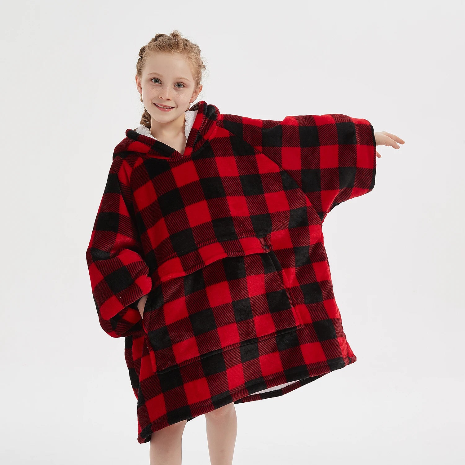Factory Oversized Hoodie Blanket Kids ultra Soft Sherpa Giant Blanket Hoodie Sweatshirt for Winter Toddler Wearable Blanket
