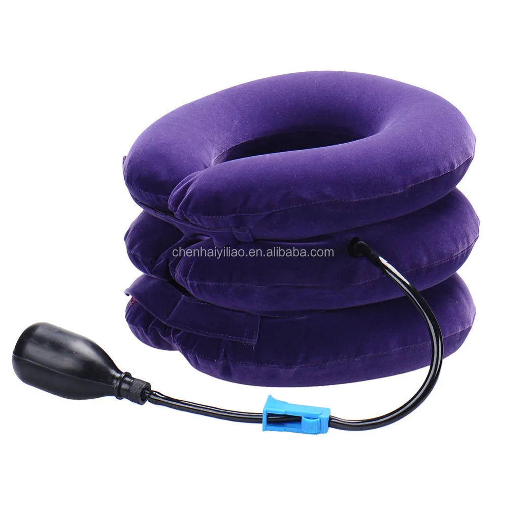 Custom Logo Adjustable Inflatable 3-Layer Stretcher Cervical Pain Relief Neck Traction Device Support for Neck Pain