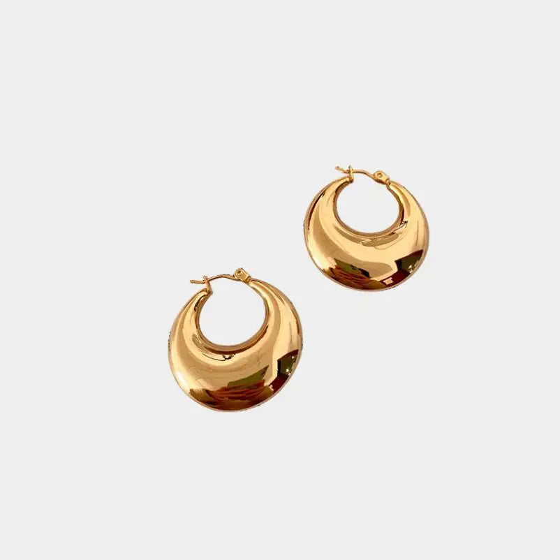 Lasted Design Stainless Steel Custom Chunky Thick Tube Hoops Huggies Women Gold Plated Round Hoop Earrings