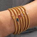 New 18k Gold Plated Beaded Zircon 12 Birthstone Bracelet Waterproof Stainless Steel Beads Bracelets for Women