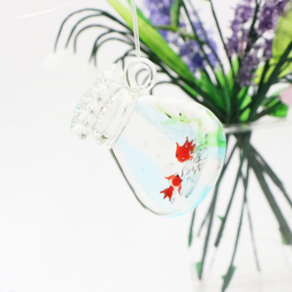 Factory Sell Low Price Stock Red Murano Lampwork Glass Goldfish Ornament Pendants Figurine for Decoration