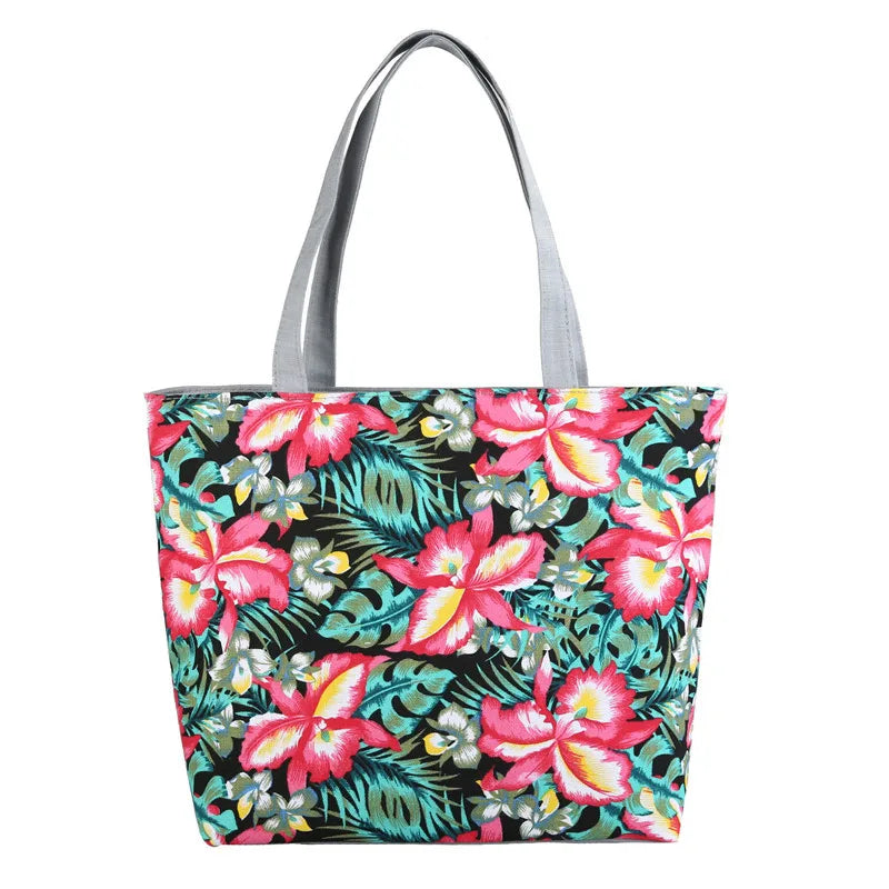 Custom Trade Show Promotional Canvas Zipper Tote Bag With Custom Printed Logo