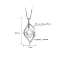 Fine Jewelry Sterling Silver 925 Leaf Shape Design 8mm Real Freshwater Pearl Necklace Statement Pendant
