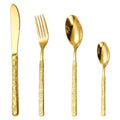 Kitchen Cutlery Set Stainless Steel 304 Metal Hammered Handle Flatware With Knife Fork Spoon Silverware Set