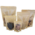 Biodegradable Custom Printed Kraft Paper Eco Friendly Zip Lock Stand up Pouch with clear Window Snack Food Rice Packaging Bags
