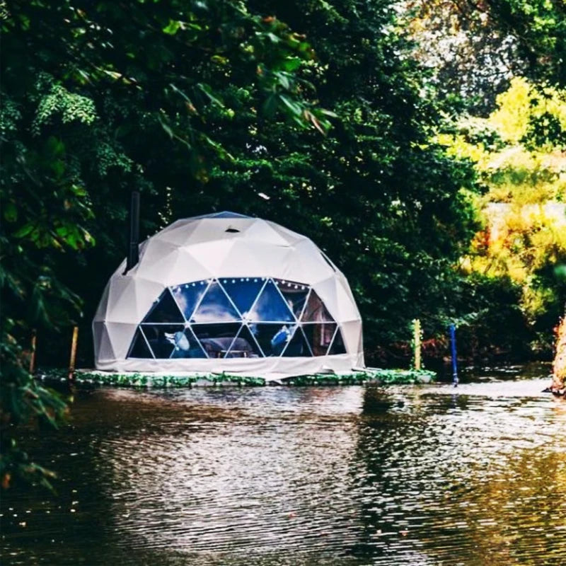 Waterproof Glamping Geodesic Igloo Dome Tent Prefab House Reviews Stainless Steel on Beach