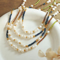 2024 Fashion New Stainless Steel 18k Gold Light Luxury Personality Bohemian Freshwater Pearl Glass Beaded Choker Necklace