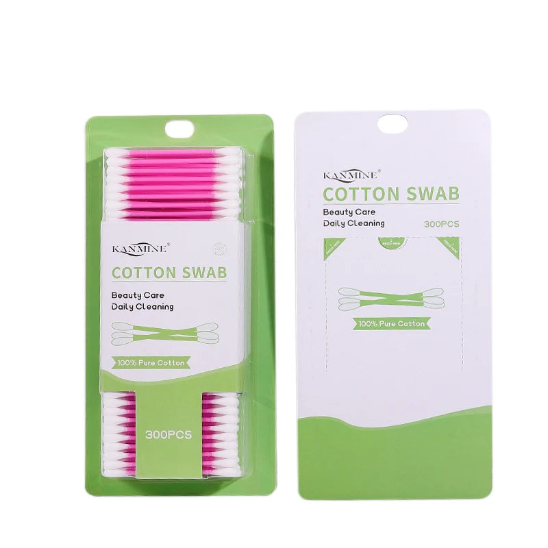300pcs Customized Medical Q-tips Plastic Stick Round Tips Sterile Cotton Swabs