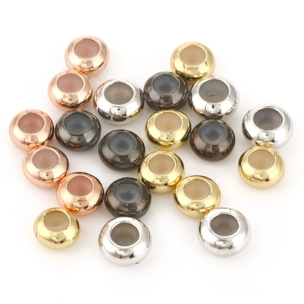 7x4mm Round Metal Copper Silicone Loose Spacer Beads for Bracelet Jewelry Making Components