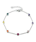 Latest Design Beautiful 925 Silver Colorful Summer Link Chain Cz Bracelet Women