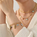 Fine Stainless Steel Multi Pendant Necklace Good Luck Blue Eyes Pendant Bracelet Fashion PVD 18K Gold Women Jewelry Sets