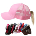 Custom logo Messy Bun Ponytail Cap pony Tail Cross Baseball Hat Washed Cotton Distressed Mesh Trucker Hat Caps