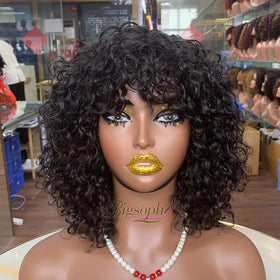 Wholesale Super Double Drawn Raw Cuticle Aligned Hd WigShort Curly Bob Wig No LaceShort Raw Human Hair Wigs With Fringe