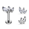 G23 F136 Titanium Piercing Earrings with Zircon Paved Top Threaded Labret Stud Tragus Lip Ring Body Piercing Jewelry