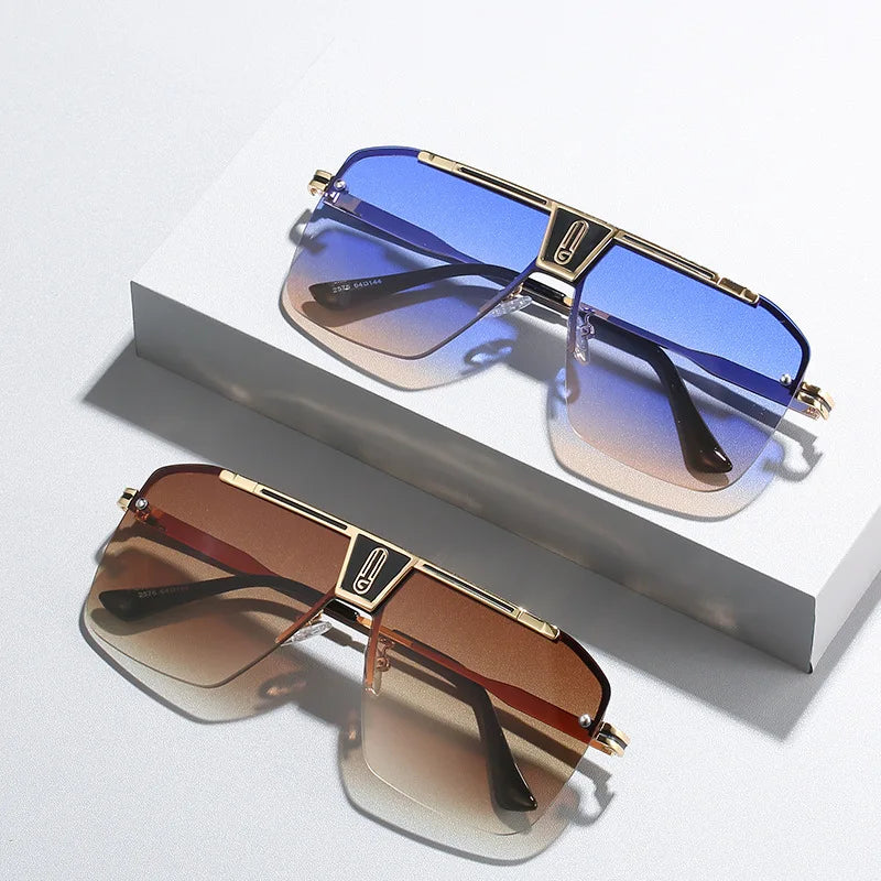 UNOC 2022 Men Pilot Sunglasses Women Famous Designer Brand Oversized New Driver Glasses Gray PC Hot Sell Sunglasses