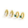 High End PVD 18K Gold Plated Dainty Elegant Square Tear Drop CZ Waterproof Zirconia Huggie Earrings Stainless Hoop Earring