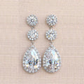 CAOSHI Exquisite Water Drop Design Sparkling White Crystal Cubic Zirconia Dangle Earrings for Women Wedding CZ Pendant Earrings