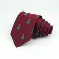 Red Blue Printed Christmas Tie 7cm Novelty Xmas Tree Elk Pattern Ties Santa Claus Snowflake Slim Necktie for Festival Theme Gift