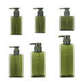 Army Green 200ml Square-Shaped HDPE Cosmetic Container Pump Sprayer Transparent Shampoo Lotion Bottle Custom Color Silk Screen