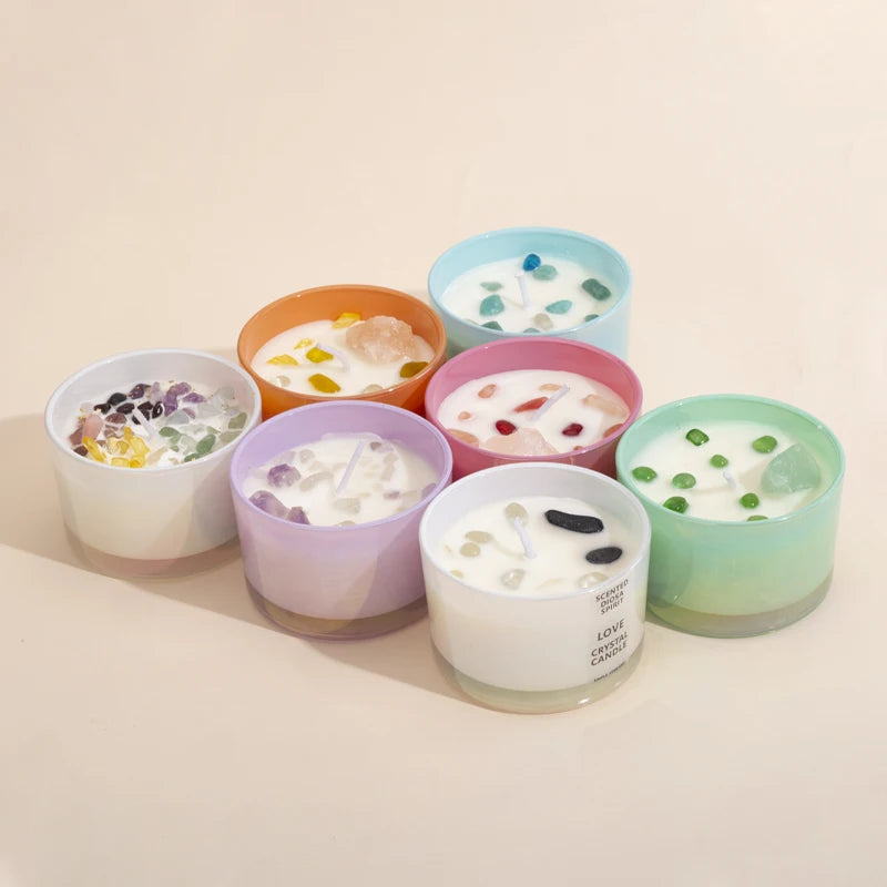 Natural Spa Aromatherapy Glass Candle Jar Gift Box Cup Soy Wax Essential Oil Fragrance Candles Home Decoration