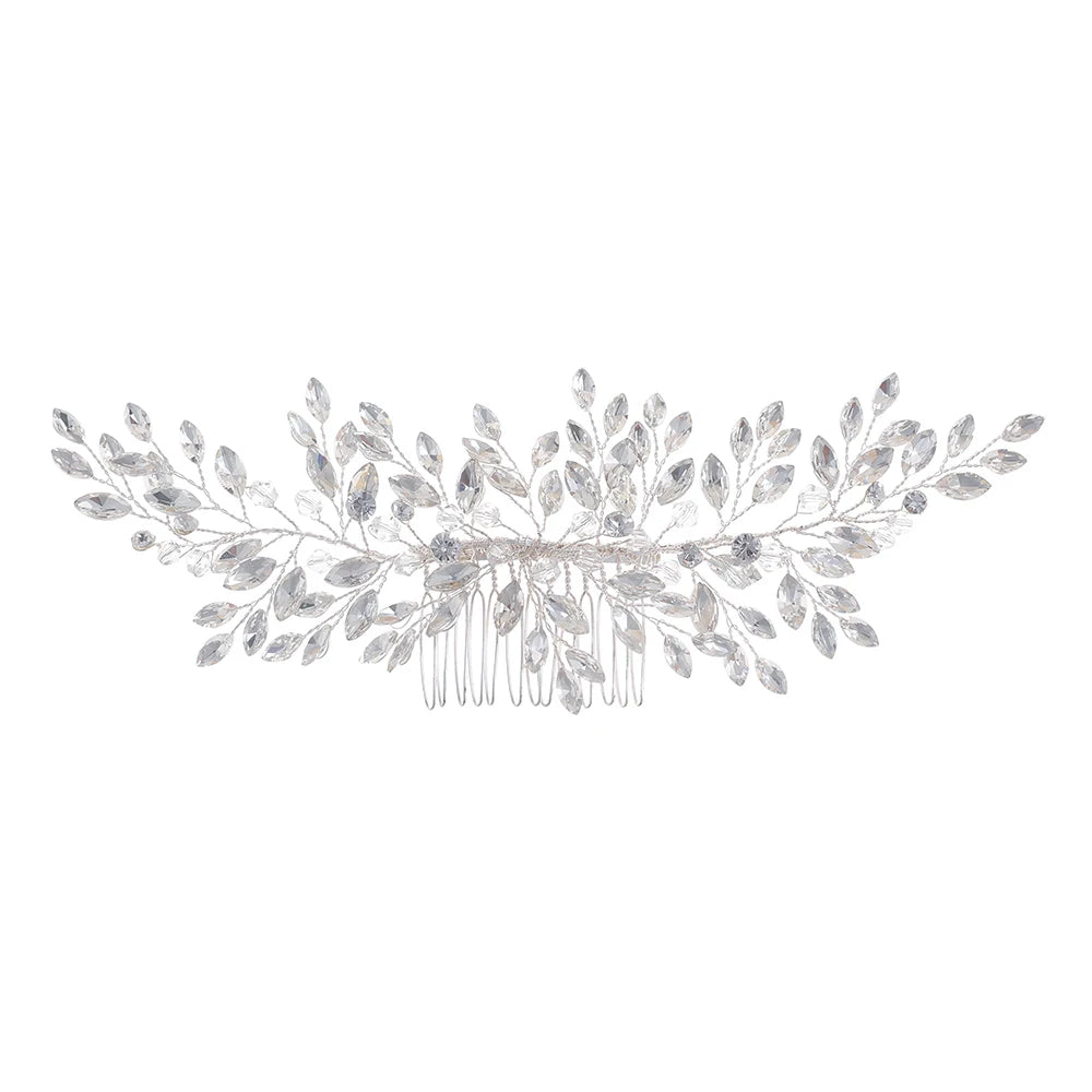 Handmade Crystal Rhinestone Wedding Vine Accessories Headdress Comb for Prom Party Bridal Made of Alloy for Anniversary