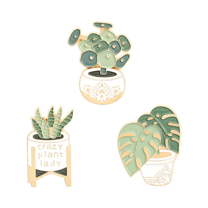 Cute Cartoon Potted Succulents Chain Lapel Pin Making Milk Box Hard Enamel Custom Metal Lapel Pin