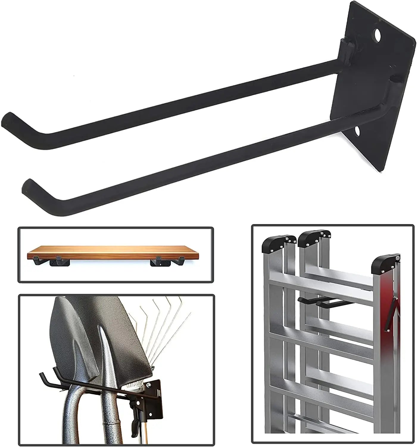 Wall Mounted Shovel Holder Yard Tool Rack Organizer Long Garage Hooks for Store Long Handled Tools Ladder Garden Tool Hose