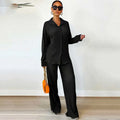 Lady's 2-Piece Outfits Pleated Floral Button Shirt Loose Fit Knee Palazzo Pants-Woolen Knitting Casual for Summer Fall-Size XL