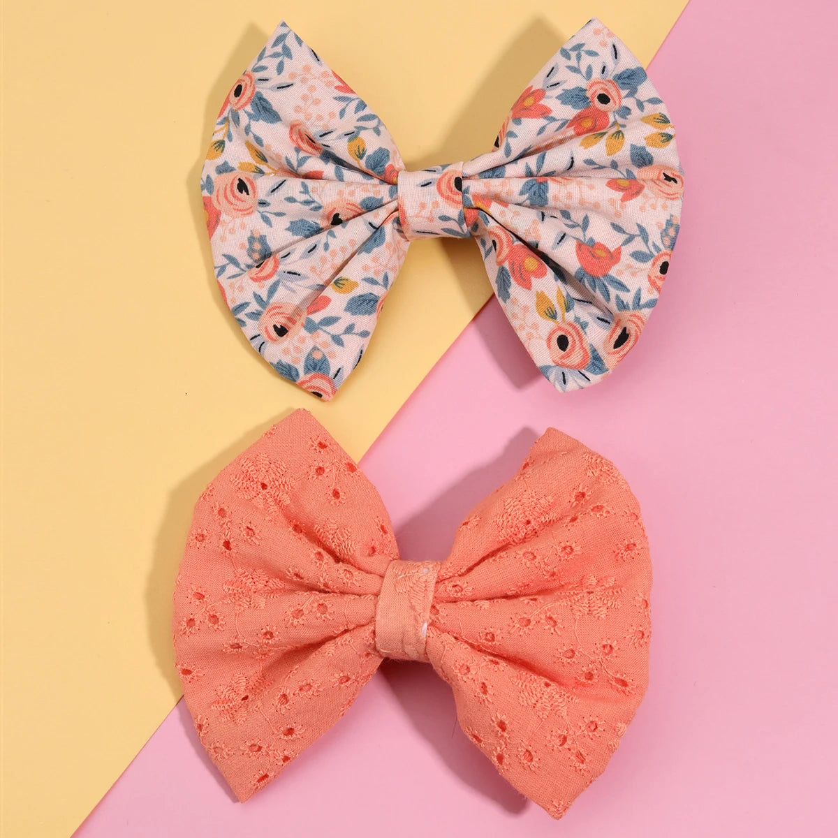 CN 4 Inch Printed Fabric Flowers Barrettes Soft Cloth Hair Bows Clips for Girls Baby Hair Accessories