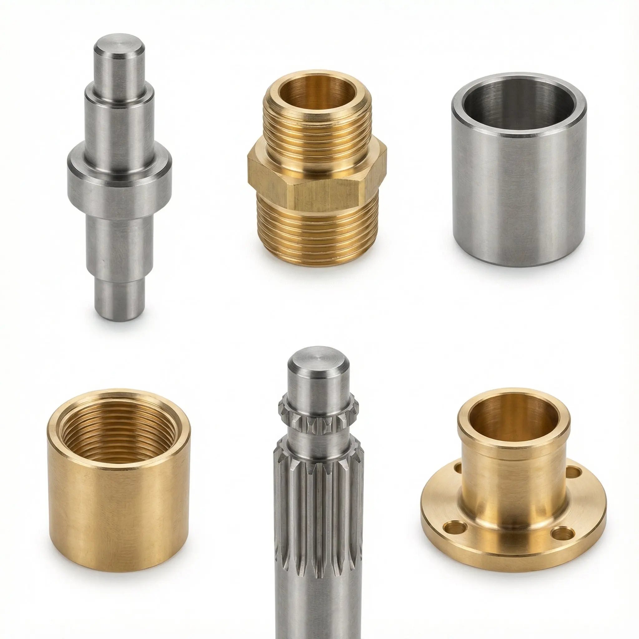 Stainless Steel Brass Precision Shaft Bushing Threaded Connector Tight Tolerance Machinery Equipment Cnc Turning Parts
