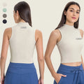 Crop Tops for Women Workout Cropped Tank Top High Neck Camisole Yoga Shirts Athletic Undershirts Slim Fit Sleeveless Gym Shirt