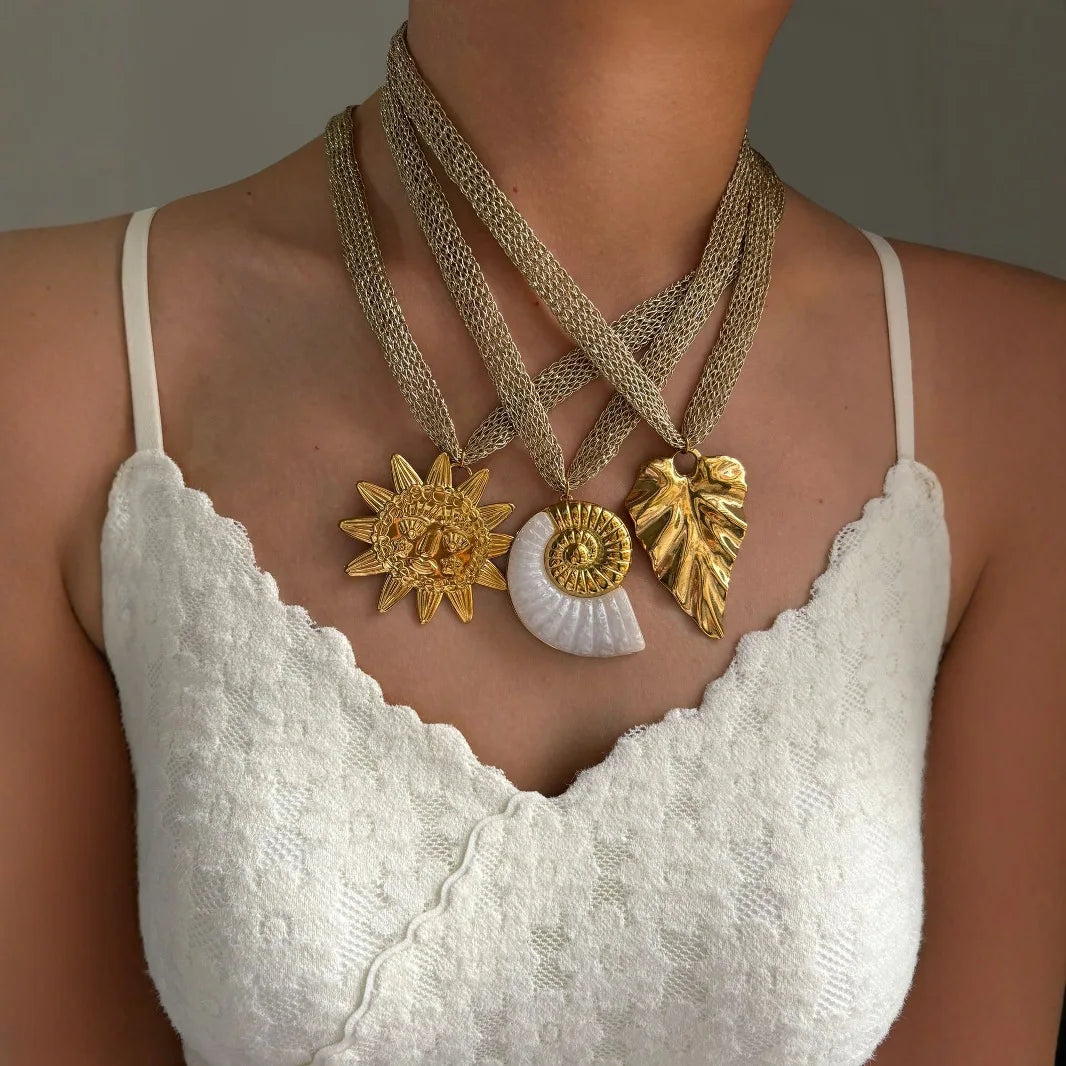 European American Fashion Trend Necklace for Women New Marine Exaggerated Stainless Steel Metal Wind Pendant Hot-Selling