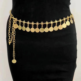 Europe and the United States Vintage Round Piece Fringe Coin Waist Chain Fashion Decoration Dress Belt