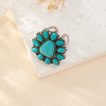 2023 New Fashion Western Vintage Flower Shape Turquoise Ring for Woman
