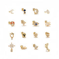 Zuola Luxury Gold Plated Piercing Studs Earring Exquisite Jewelry Moon Shaped Hypoallergenic Helix Screw Earring Daily Wear
