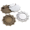 25mm Inner Size Antique Silver Plated Vintage Flower Sun Bronze Brooch Cabochon Base Setting DIY Jewelry Findings