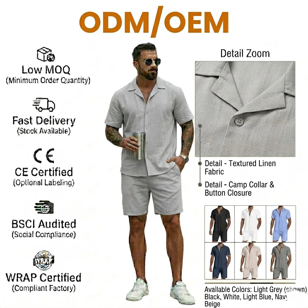 Casual Men's Shorts Set Summer Short & Top and Shorts Men's Tracksuit Custom Logo Shirts Set Two-piece