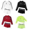 3Pcs Kids Girls Summer Sport Suit Hollow Out Breathable Tops and Shorts Set for Running Modern Dance Gym Workout