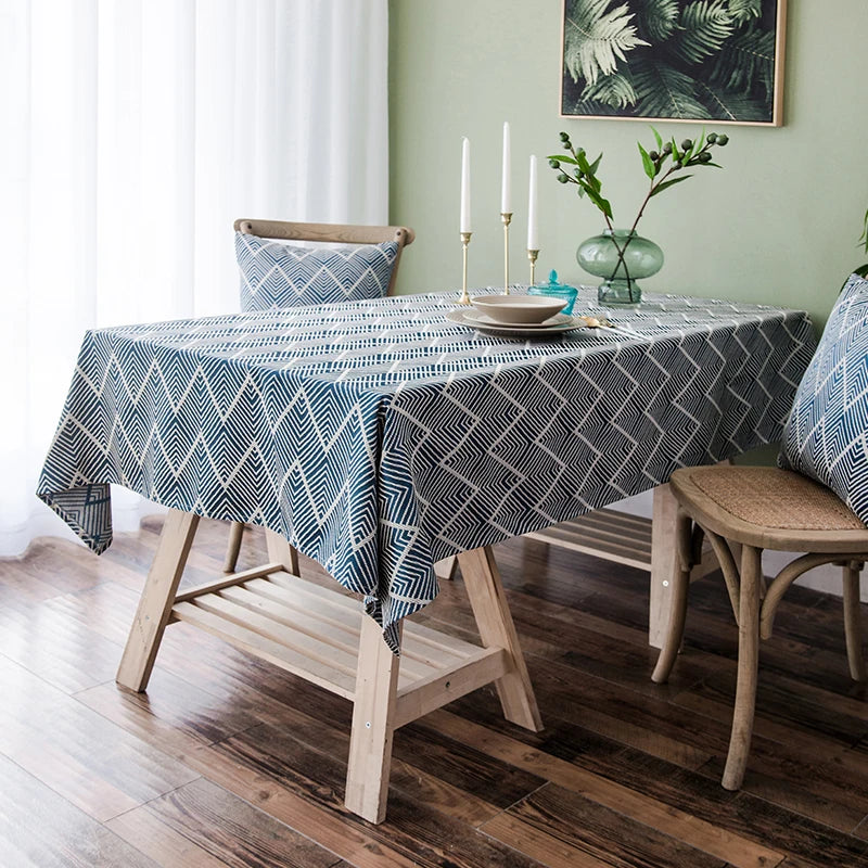 Morden Style Custom Design Simple Jacquard Multi-Size Rectangular Polyester Woven Table Cloth