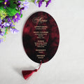 Free Sample Red Custom Printed Transparent Acrylic Menu Card with Tassel for Birthday/Wedding/Holiday Party and Restaurant